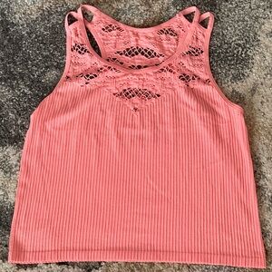 Aeropostale Pink Lace Detail Tank Top
